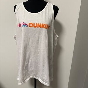 *DUNKIN* White x Orange Logo Tank Top Size XL
